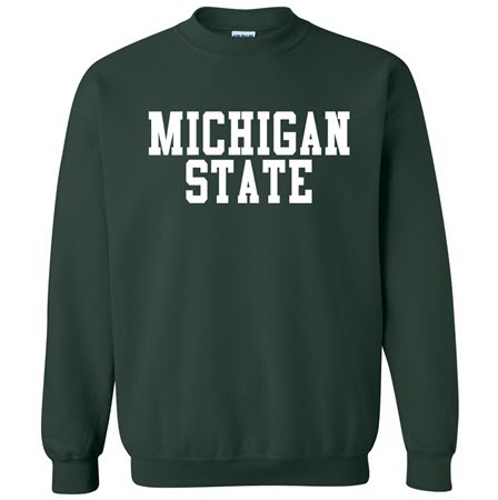 Michigan State Spartans Crewneck - Forest  w/ white stacked imprint