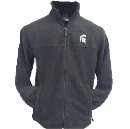 Michigan State Spartans Lined Fleece Heavyweight  Jacket-Charcoal w/ helmet