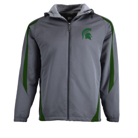 Michigan State Spartans Men's Multi Season Jacket  Gray/Green w/ helmet